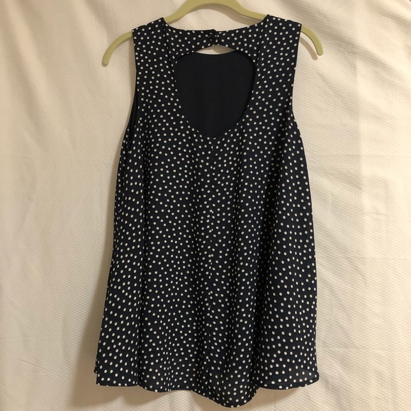 ****DONATED****Philosophy Navy Blue White Polka Dot Blouse - Picture 2 of 6